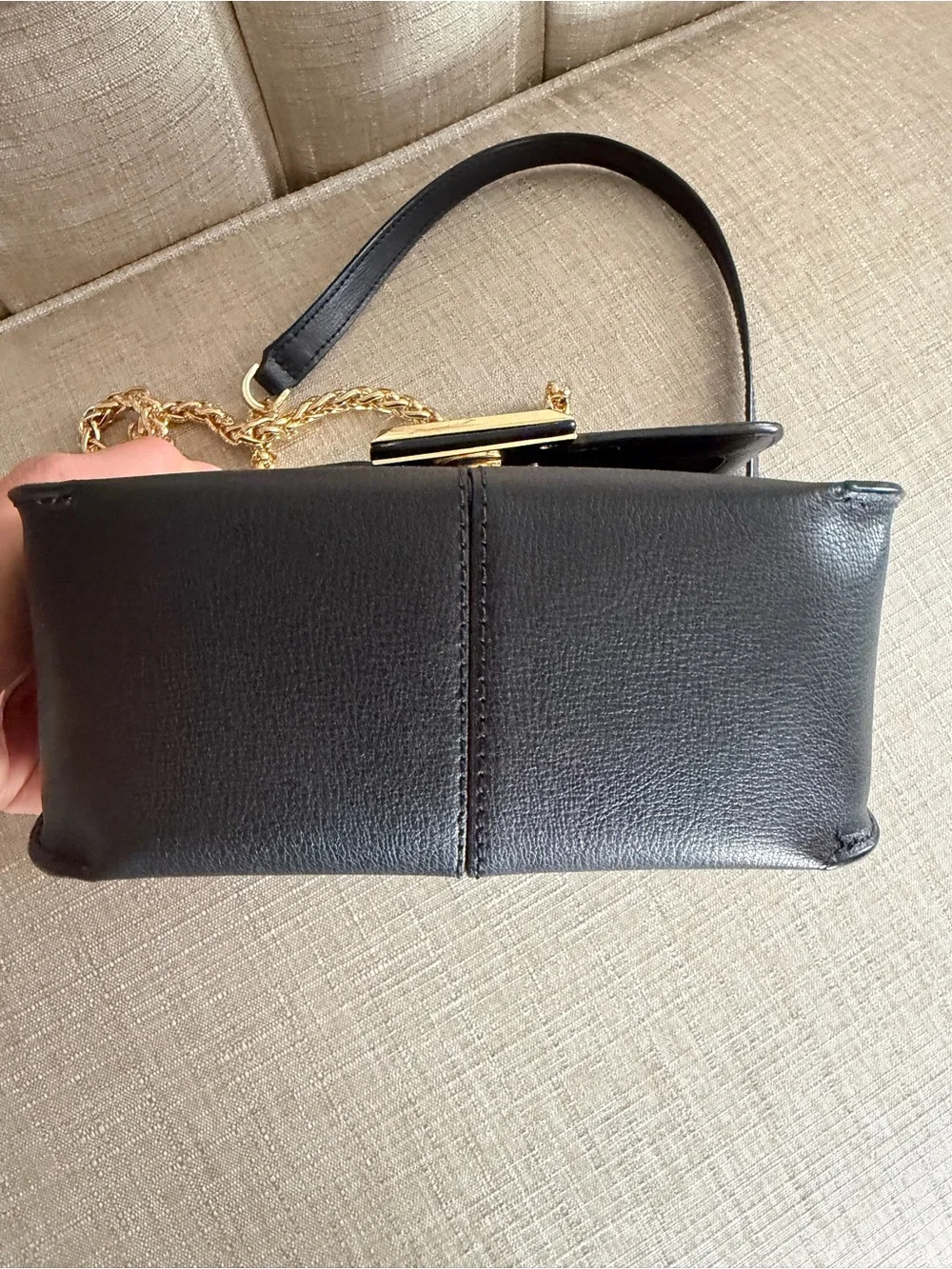 Michael Kors Black Leather Crossbody with Gold Chain Strap